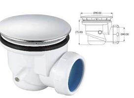 G410H CИФОН ДЛЯ ДУШ.ПОДДОНА С ХРОМИРОВАННЫМ ВЫПУСКОМ д.65 БЕЗ ОТВОДА