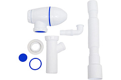 A520V CИФОН ДЛЯ ТЮЛЬПАНА, УМЫВАЛЬНИКА С ПЕРЕХОДНИКОМ 40х32 1 1/2 С ВЫХОДОМ ПОД СТИРАЛКУ И ГИБКИМ СОЕ