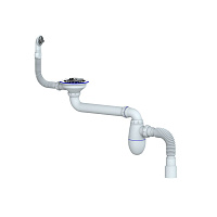 BC23 сифон для  мойки со смещением  прикручивающийся выпуск 3 1/2" (Ø 40) круглый перелив  чашка из 