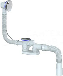 S102 CИФОН АВТОМАТ ДЛЯ ВАННЫ И ГЛУБОКОГО ПОДДОНА С ПЕРЕЛИВОМ И ГИБКИМ СОЕДИНЕНИЕМ д.40х 40/50