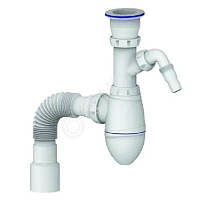 A320V CИФОН ДЛЯ ТЮЛЬПАНА, УМЫВАЛЬНИКА С ПРИКРУЧИВАЮЩИМСЯ ВЫПУСКОМ 1 1/2  С ВЫХОДОМ ПОД СТИРАЛКУ И ГИ