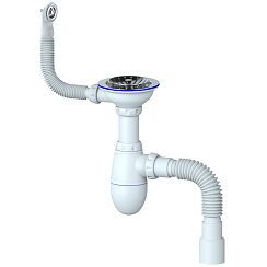 B426 CИФОН ДЛЯ МОЙКИ С ВЫПУСКОМ 3 1/2 на Ø 40 И КРУГЛЫМ ПЕРЕЛИВОМ, С ГИБКИМ СОЕДИНЕНИЕМ