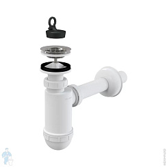 A410 CИФОН ДЛЯ ТЮЛЬПАНА, УМЫВАЛЬНИКА С ПЕРЕХОДНИКОМ 40х32  И ОТВОДОМ д.40