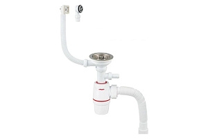 Y710V СИФОН ДЛЯ ДВОЙНОЙ МОЙКИ С ВЫПУСКОМ 3 1/2 на Ø40 ПРЯМОТОЧНЫЙ С ОТВОДОМ ДЛЯ СТИРАЛЬНОЙ МАШИНЫ С 