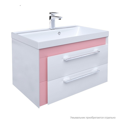 Тумба для ванной комнаты, подвесная, белая/розовая, 70 см, Color Plus, IDDIS, COL70P0i95. Подходит умывальник 0067000i28
