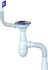 B425 CИФОН ДЛЯ МОЙКИ С ВЫПУСКОМ 3 1/2 на Ø 40  И ПРЯМОУГОЛЬНЫМ ПЕРЕЛИВОМ, С ГИБКИМ СОЕДИНЕНИЕМ