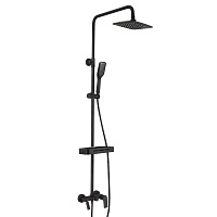 Душевая система с верхним душем 26х19 см и поворотным изливом, регулируемая высота 1,2~1,8м, латунь/