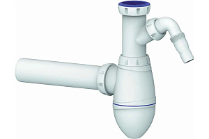 A510V CИФОН ДЛЯ ТЮЛЬПАНА, УМЫВАЛЬНИКА С ПЕРЕХОДНИКОМ 40х32 1 1/2 С ВЫХОДОМ ПОД СТИРАЛКУ И ОТВОДОМ д.