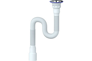 D230 СИФОН ГОФРИРОВАННЫЙ 1200мм С ПРИКРУЧИВАЮЩИМСЯ ВЫПУСКОМ 1 1/2  д.40