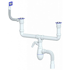 B740V СИФОН ДЛЯ МОЙКИ УНИВЕРСАЛЬНЫЙ ВЫПУСК 1 1/2 (ДУ40), ЖЕСТКОЕ СОЕДИНЕНИЕ, ПРЯМОУГОЛЬНЫЙ ПЕРЕЛИВ, 