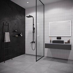 Смеситель с верхним душем с управлением Push Control, черный матовый, Slide, IDDIS, SLIBLBTi06