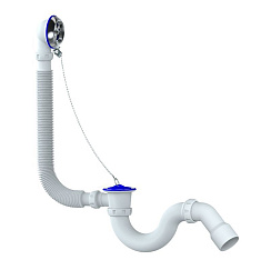 S33 СИФОН ДЛЯ ВАННЫ И ГЛУБОКОГО ПОДДОНА ПРЯМОТОЧНЫЙ С ПЕРЕЛИВОМ С ООТВОДОМ 40х40/50 45гр.