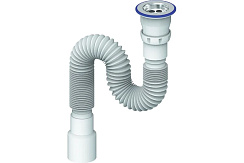 D220 СИФОН ГОФРИРОВАННЫЙ 800мм С ПРИКРУЧИВАЮЩИМСЯ ВЫПУСКОМ 1 1/2  д.40