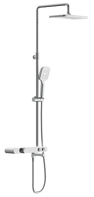 Душевая система VIVO (смеситель термостатический кноп) с изливом 3 реж шланг 150 PVC квадрат