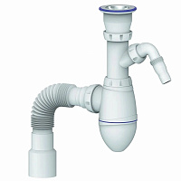 A320VP CИФОН ДЛЯ ТЮЛЬПАНА, УМЫВАЛЬНИКА С ПРИКРУЧИВАЮЩИМСЯ ВЫПУСКОМ 1 1/2  С ВЫХОДОМ ПОД СТИРАЛКУ И Г