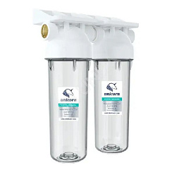 Магистральный фильтр 10" KSBP  1/2  +ключ, кронштейн ( Двойной прозрачный корпус магистрального филь