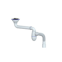 BC21 сифон для  мойки со смещением прикручивающийся выпуск 3 1/2" (Ø 40)  чашка из нержавеющей стали