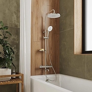 Смеситель термостатический для душа со стойкой и тропической лейкой, Ideal Spa. Milardo, ILSSBTHM06