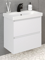 Тумба подвесная ASTRA 60 /2ящ/белая/раковина Moduo SLIM Cersanit/AQUA DE MARCO