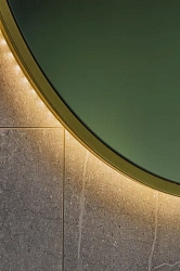 DREJA Зеркало SHINE 80х80 см, метал. рама, золото, беск. сенсор,  LED-подсветка, диммер