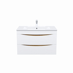 Тумба с умывальником, подвесная, 80 см, белая/золотистый дуб, Cloud, IDDIS, CLO80Y0i95K подходит ум.