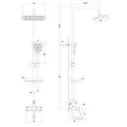 Душевая система с тропическим душем и поворотным изливом, хром