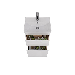 Тумба Lemark COMBI 50 см под 1 раковину, подвесная/напольная, 2 ящика, цвет корпуса, фасада: Белый г