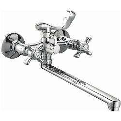 Смеситель для ванны, длинный излив, латунь, хром HB2124