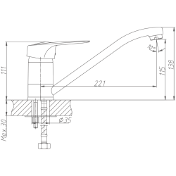Смеситель для кухни, латунь, хром HB4204