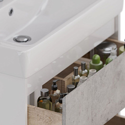 Тумба Lemark COMBI 80 см под 1 раковину, подвесная/напольная, 2 ящика, цвет фасада: Бетон, цвет корп