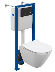 Комплект CITY CO DPL EO slim инсталляция AQUA 40 SMART M кнопка ESTETICA пластик белый с рамкой хром