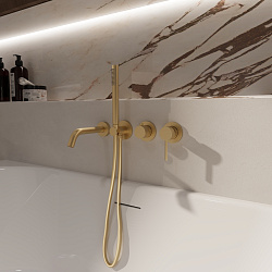 Смеситель для ванны Groove VBTW-4G1BG, встраиваемый, брашированное золото, , шт