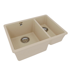 SINARA 550.2-U Мойка кухонная из кварцгранита цвет: бежевый комплектация: крепеж, сливная арматура с
