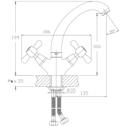 Смеситель для кухни, латунь, хром HB4325