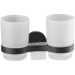 Держатель стакана , двойной, матовое стекло, черный HB8708