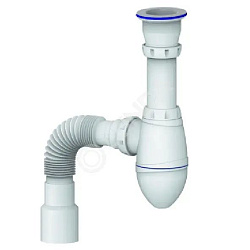 A220P CИФОН ДЛЯ ТЮЛЬПАНА, УМЫВАЛЬНИКА С ПРИКРУЧИВАЮЩИМСЯ ВЫПУСКОМ 1 1/2  И ГИБКИМ СОЕДИНЕНИЕМ д.40 х