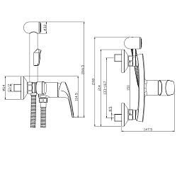 Смеситель с гигиеническим душем, латунь/хром, RS45-52