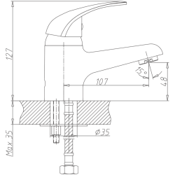 Смеситель для раковины, латунь, хром HB1003