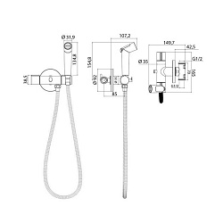 Встраиваемый смеситель с гигиеническим душем, Axes, IDDIS, AXESBR0i08