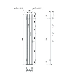 Полотенцесушитель электрический Point Пиано PN19722BC 150x1200 диммер слева, черный/хром
