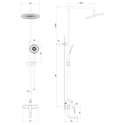Душевая система с тропическим душем и поворотным изливом, хром