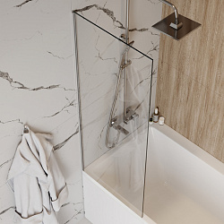 Corpa Nera Bertoni/Бертони Шторка на ванну 60х140, прозрачное стекло, профиль- хром