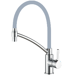 Смеситель для кухни, гибкий излив, латунь, серый/хром HB73643-3