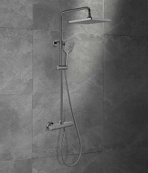 Душевая стойка Next VSFS-1N0TGM термостатическая без излива, 25см верх душ, вороненая сталь, , шт