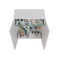 Шкаф зеркальный Lemark UNIVERSAL 70х80 см 2-х дверный, цвет корпуса: Белый глянец