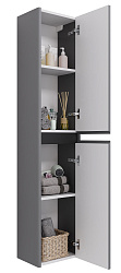 DREJA.eco Пенал Luxury 35см, подвесной/напольный, универсальный , 2 дверцы, 2 полки, серый базальт