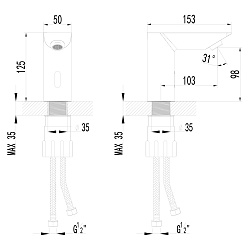 Cмеситель для раковины сенсорный монолитный, хром