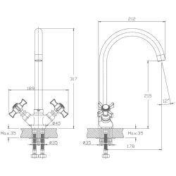 Смеситель для кухни, латунь, хром HB4624
