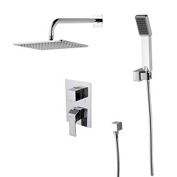 Встраиваемый смеситель с верхним душем 30х20 см, без излива, латунь/хром