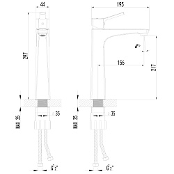 Cмеситель для раковины с высоким монолитным изливом, хром, S0509C